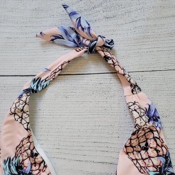 Merida Vida	Size	XS	NEW Pineapple Print Cheeky One Piece Halter Swim Suit Pink - Picture 4 of 11